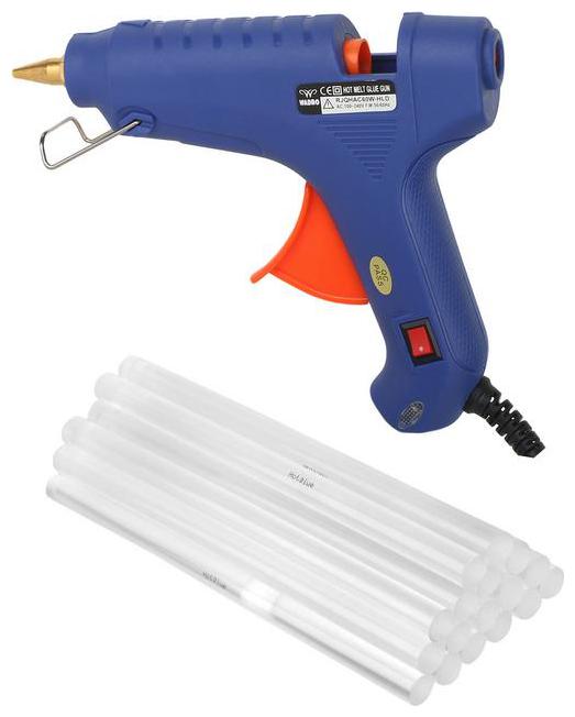 

W WADRO 60-W COPPER NozZLE Hot Melt Glue Gun with 10 Glue Sticks (Blue)