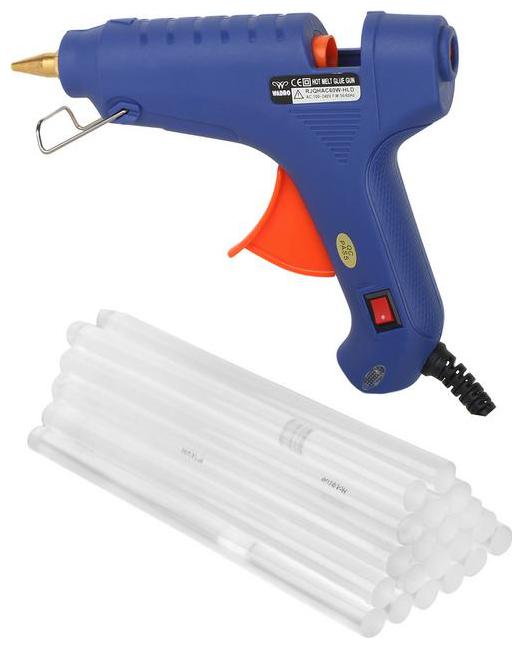 

W WADRO Blue 60 WATT PTC Technology HOT MELT Glue Gun ( 17 HOT Quality Glue Sticks )