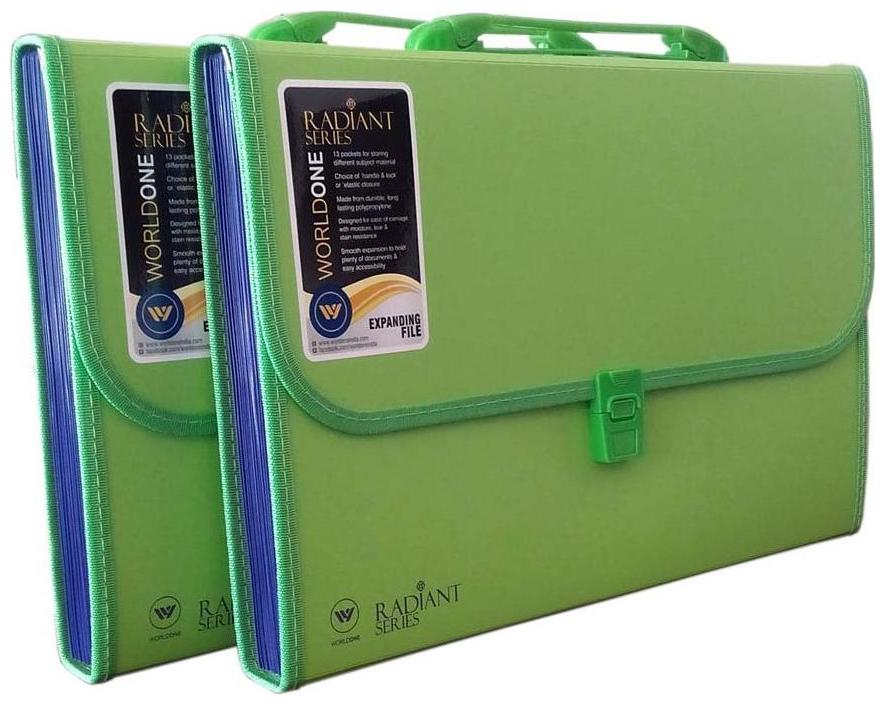 

Worldone Expanding File 13 Pockets Green Set of 2