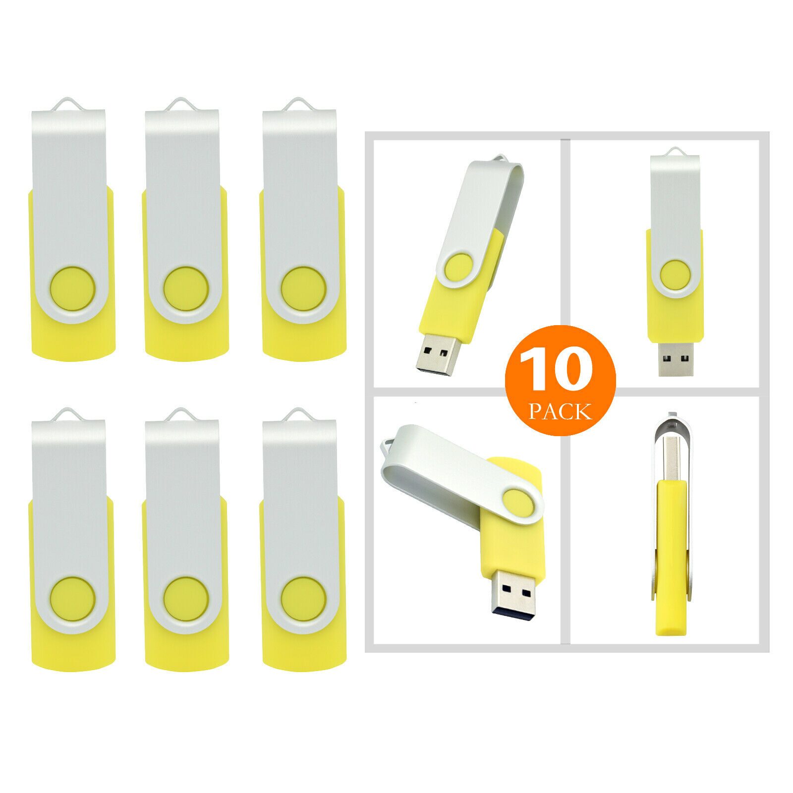 

10 Pack 8GB Memory Flash Drive Swivel Thumb Memory Stick Metal Pen Drive Storage