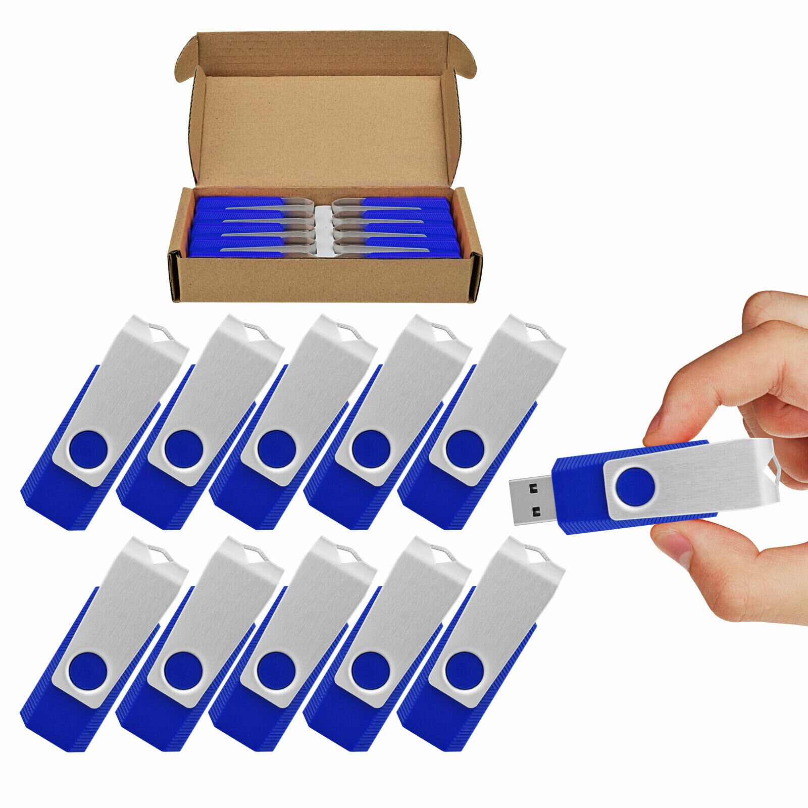 

10 Pcs Blue 8 GB USB 2 0 Flash Drive Swivel Memory Stick Thumb Pen Drive Storage