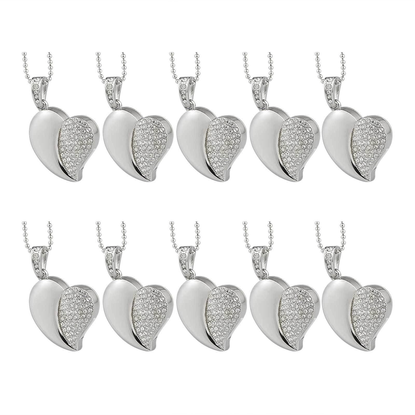 

10 Pcs16GB USB 2 0 Flash Drives Crystal Diamond Heart Shape Memory Stick
