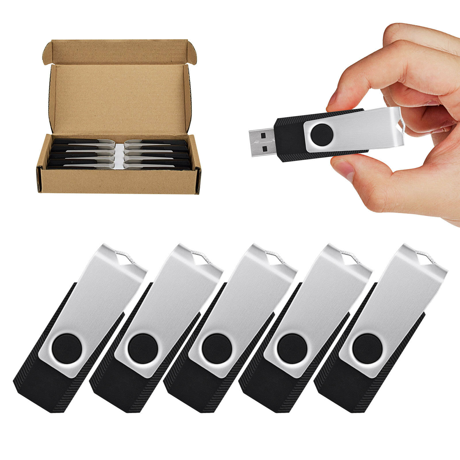 

10Pack 32GB USB2 0 Flash Drive Anti-Skid Swivel Flash Memory Stick Thumb Drive