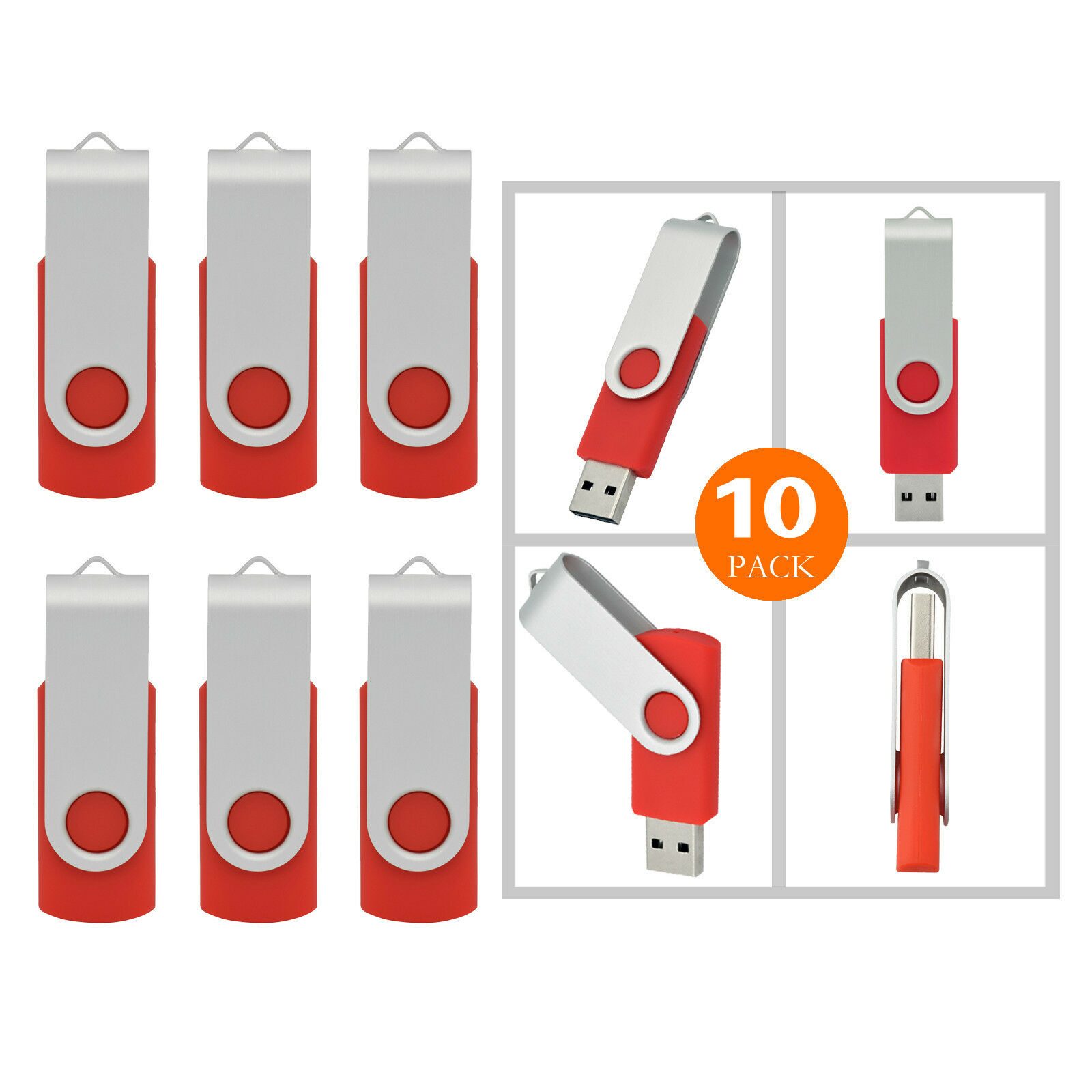 

10PCS 1GB-16GB USB Flash Drive Thumb Pen Drives Memory Sticks USB 2 0 Flash Red