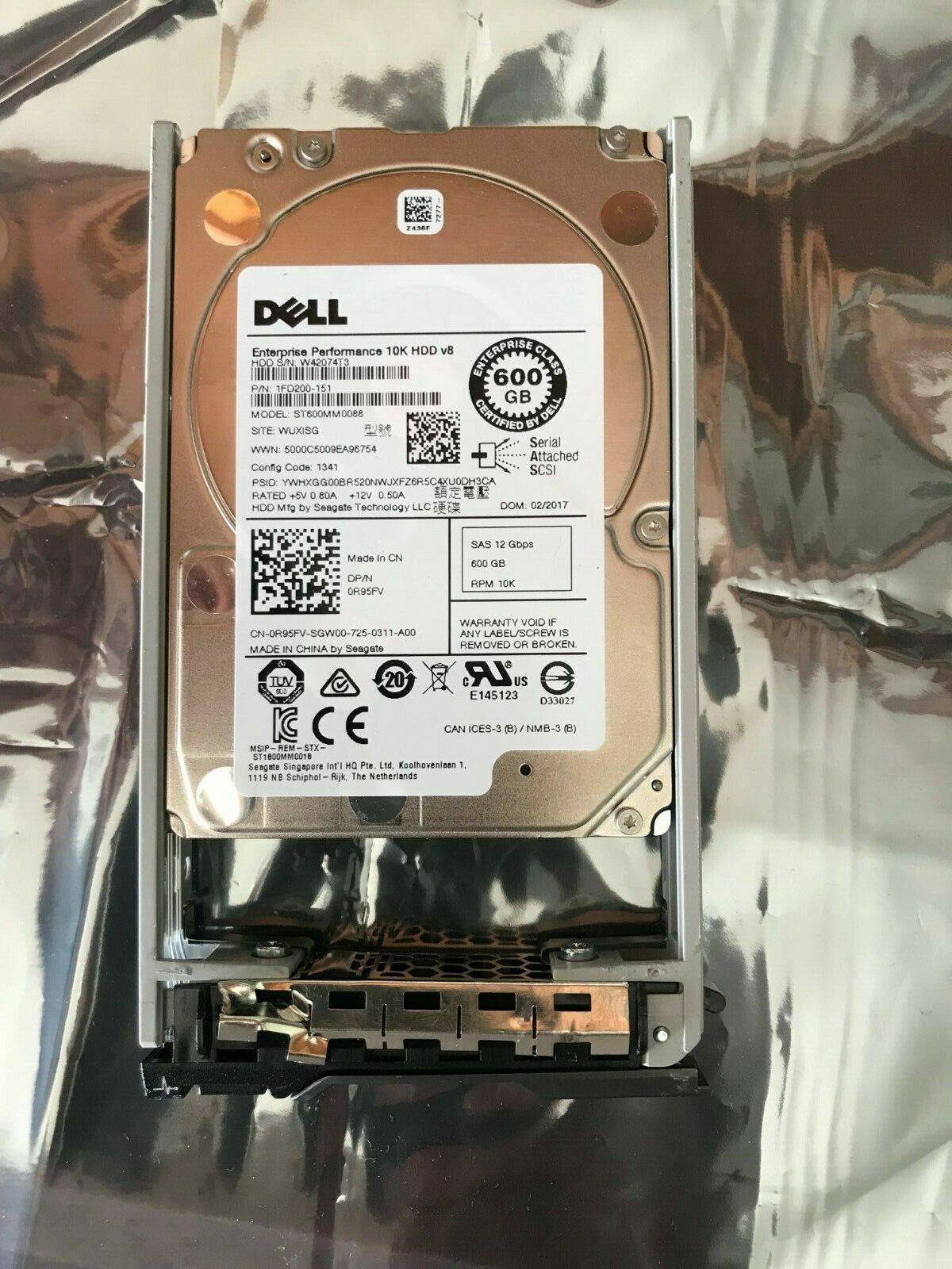 

Dell R95FV 600GB 10000RPM 12Gb s 2 5 SAS Hard Drive ST600MM0088