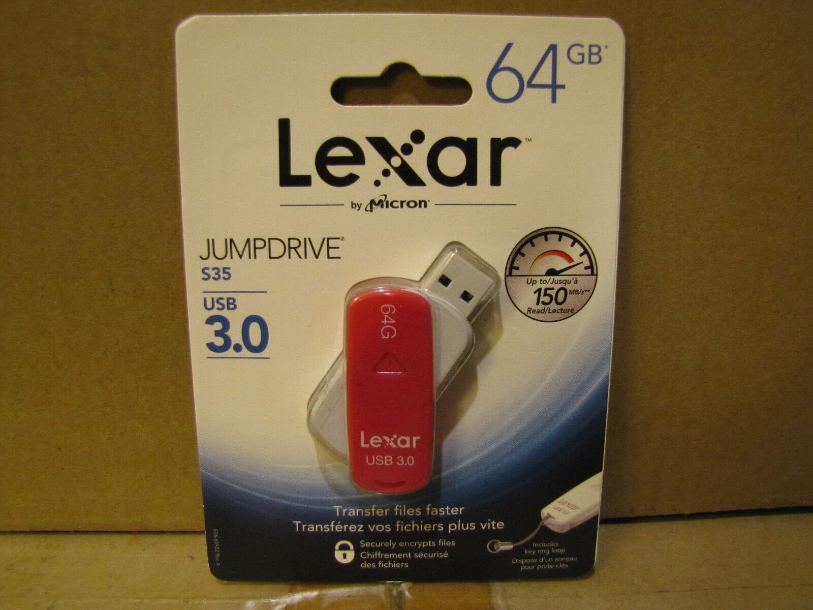 

Lexar 64GB Jump Drive S35 USB 3 0 Flash Drive Red LJDS35-64GABNL