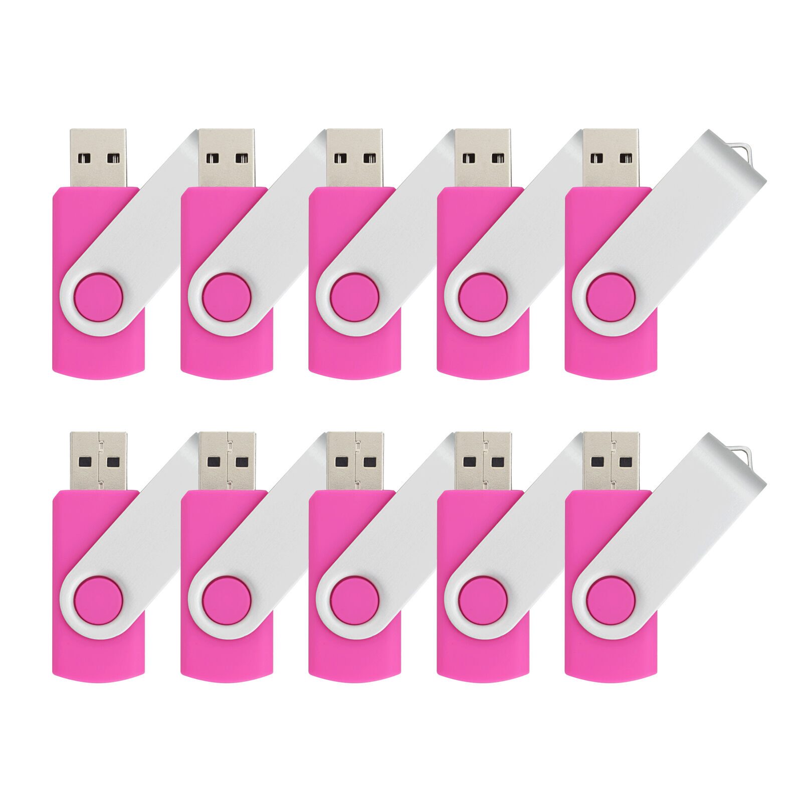 

Portable 10 Pack 2GB Pink Metal Swivel USB 2 0 Flash Drives Memory Storage Pen