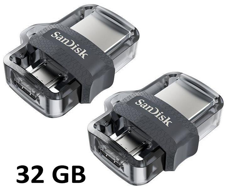 

SanDisk Ultra Dual OTG Pack of two 32 GB USB 3 0 Pendrive ( Black Silver )