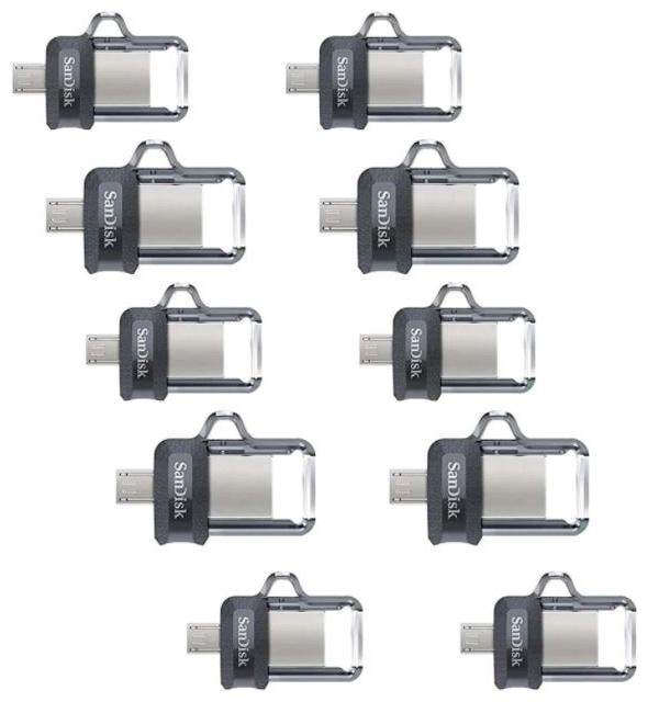 

SanDisk Ultra Dual Micro USB OTG Pack of 10 32 GB USB 3 0 Pendrive ( Black )