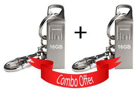 

Strontium 16 GB AMMO USB 2 0 Pen Drive Pack of 2 (Silver)