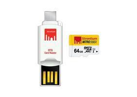 Strontium 64 GB Nitro 566X microSDXC UHS-1 Memory Card (Class10) With OTG Card Reader