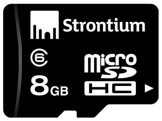 

Strontium 8 GB MicroSDHC Class 6 Memory Card (SR8GTFC6R)