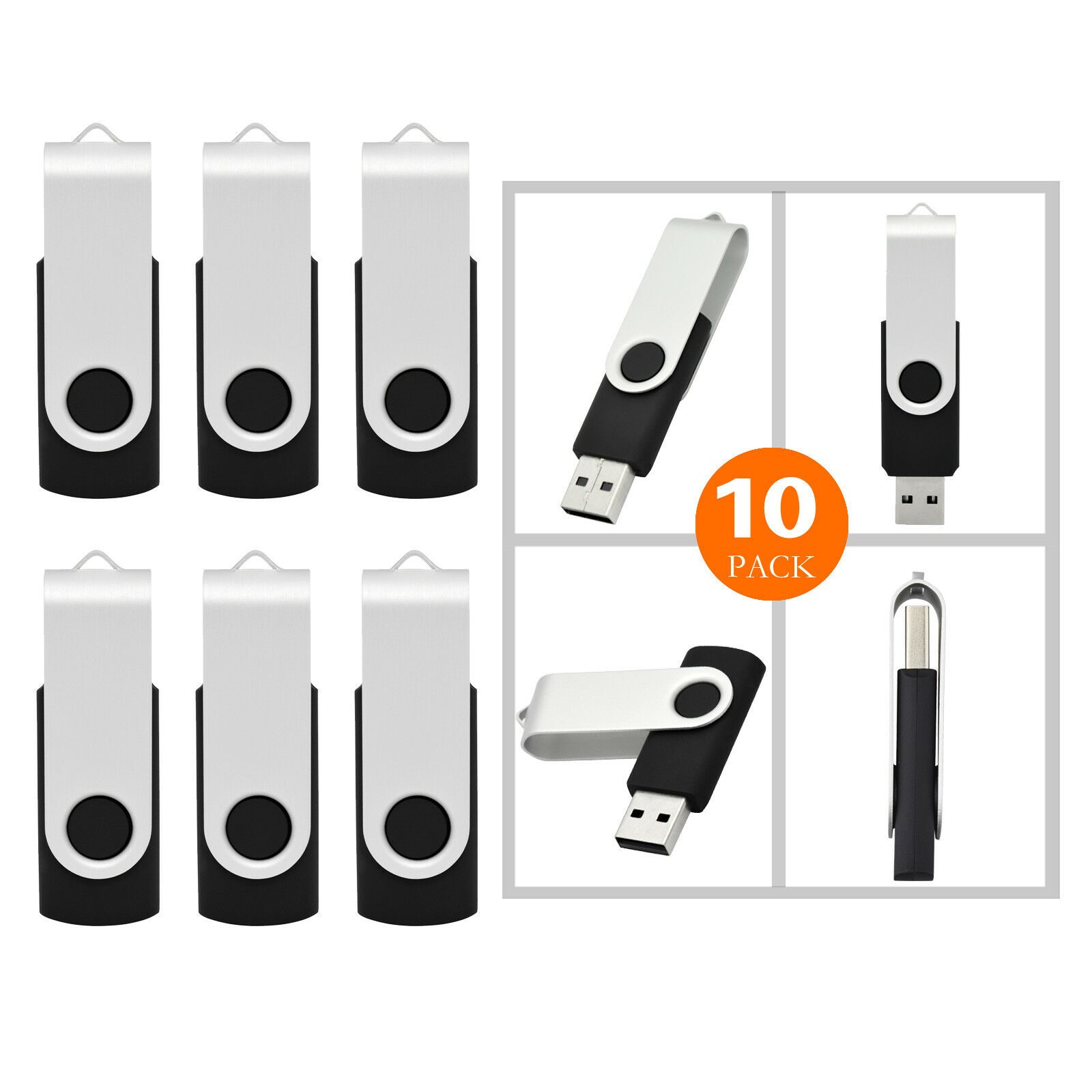 

Wholesale 10 20 50 100PCS Swivelz 1GB USB Memory Sticks Flash Pen Drive Black