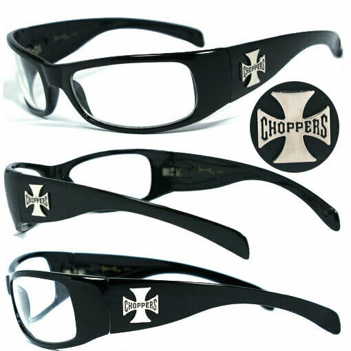 

1 or 3 Pair Choppers Motorcycle Biker Riding Wrap Sunglasses SHINY BLACK FRAME