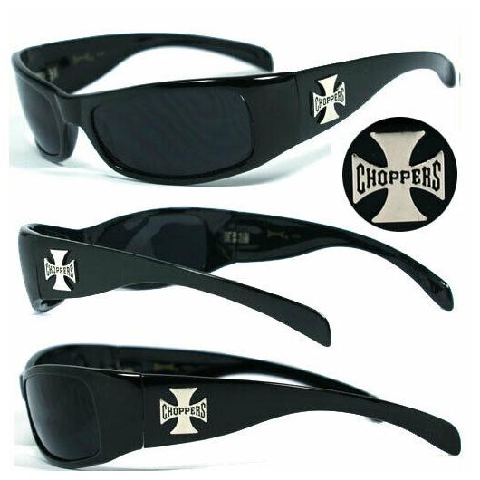 

1 or 3 Pair Choppers Motorcycle Biker Riding Wrap Sunglasses SHINY BLACK FRAME
