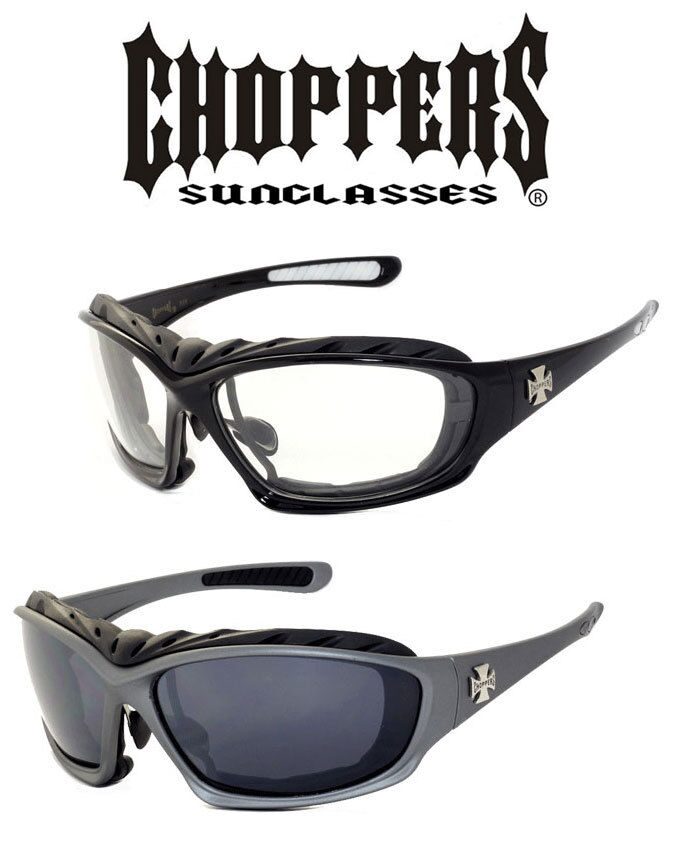 

2 Pairs Choppers Motorcycle Removable Padded Foam Wind Resistant Sunglasses C49