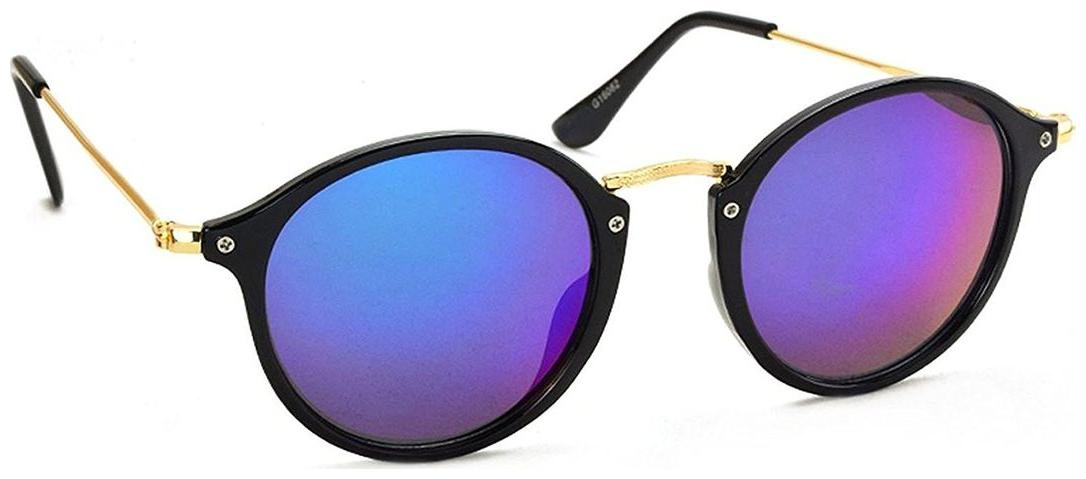 

Blue Lens Black Frame Round Sunglasses