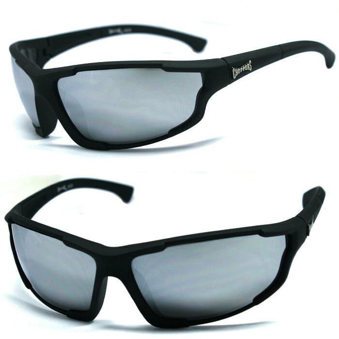 

Choppers Bikers Mens Sunglasses - Matte Black Frame Mirror Lens C43