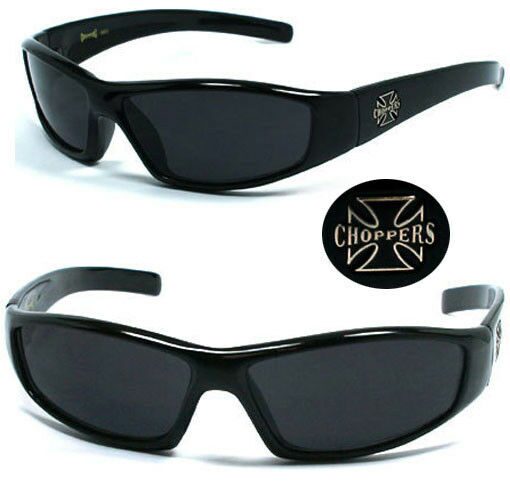 

Choppers Bikers Mens Sunglasses Glossy Black Frame Super Dark Cat 4 Lens C29
