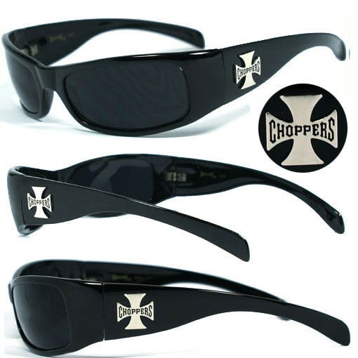 

Choppers Mens Motorcycle Biker Sunglasses UV400 - Shiny Black Frame C11 B