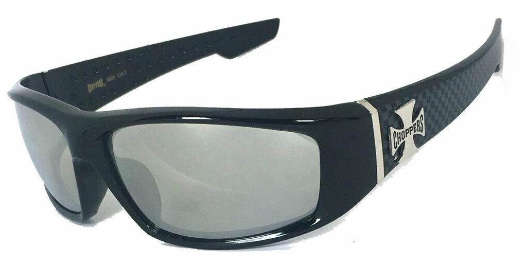 

Choppers Men Motorcycle Biker Wrap Sunglasses Shiny Black Frame UV400