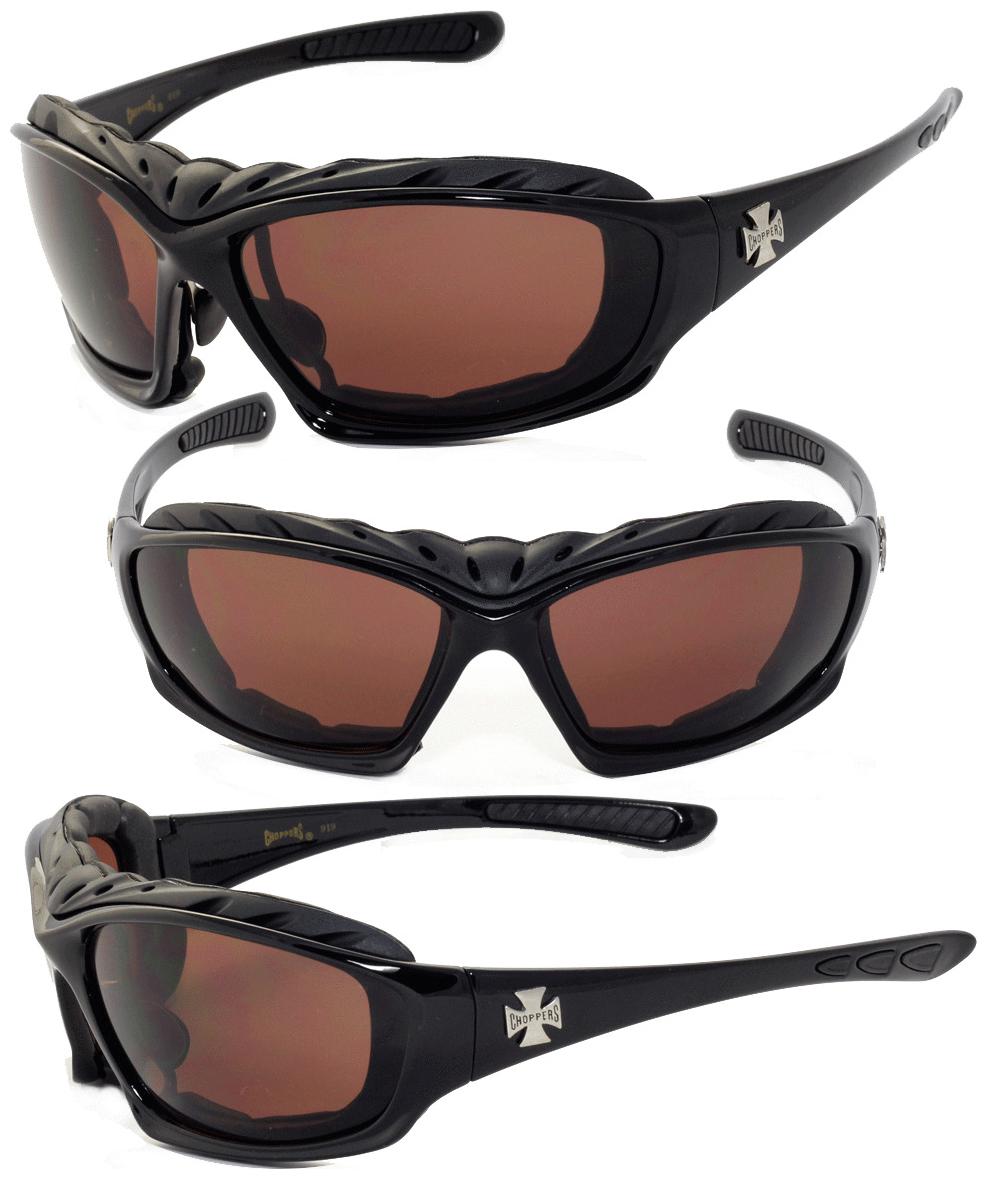 

Choppers Motorcyle Riding Glasses Foam Padded Sunglasses - Amber Lens C49