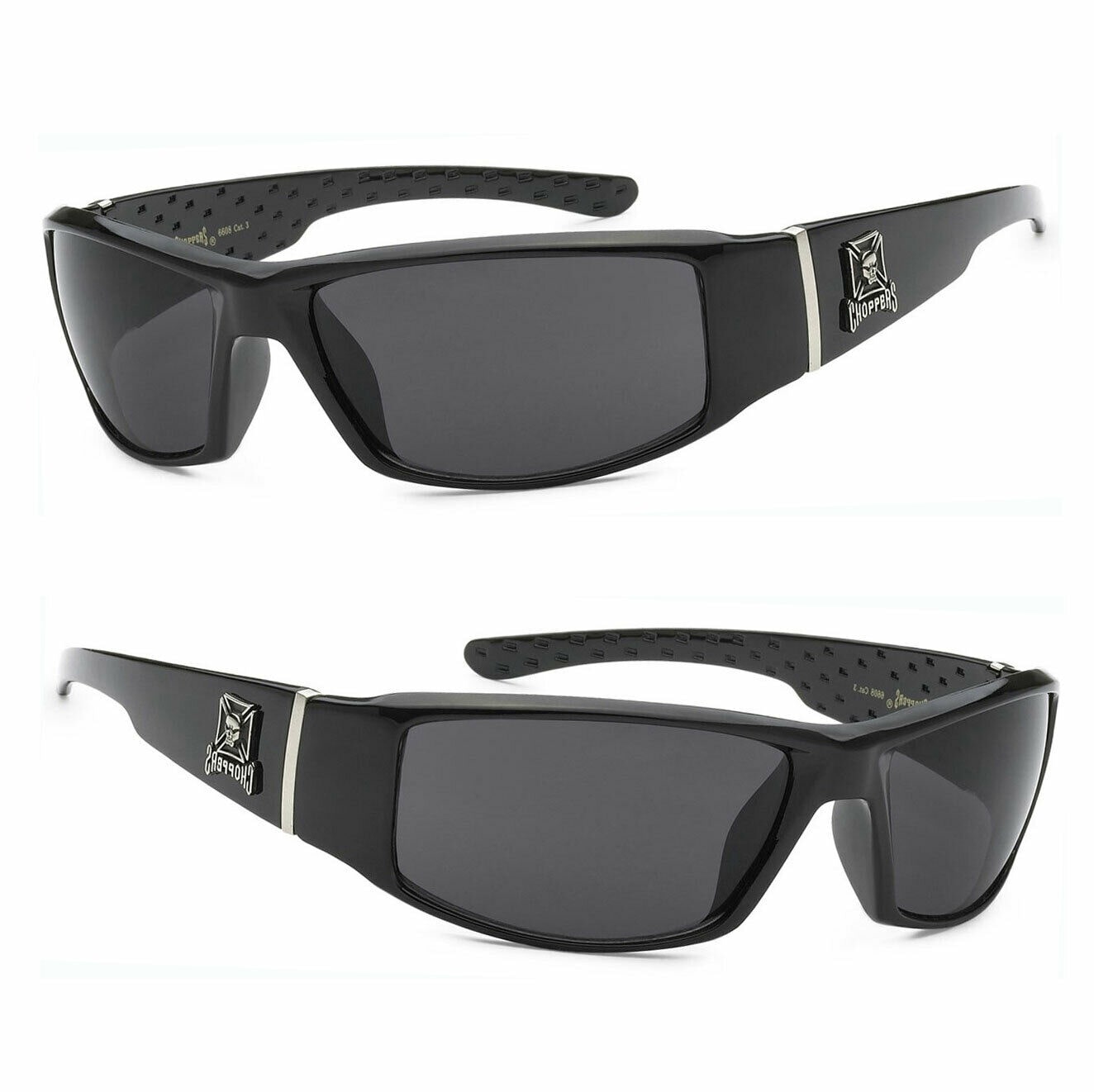 

Choppers Motorcycle Biker Riding Wrap Sunglasses Glossy Black Frame