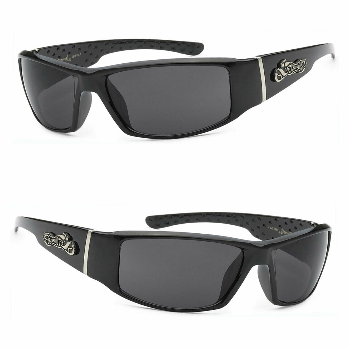 

Choppers Motorcycle Biker Riding Wrap Sunglasses Glossy Black Frame