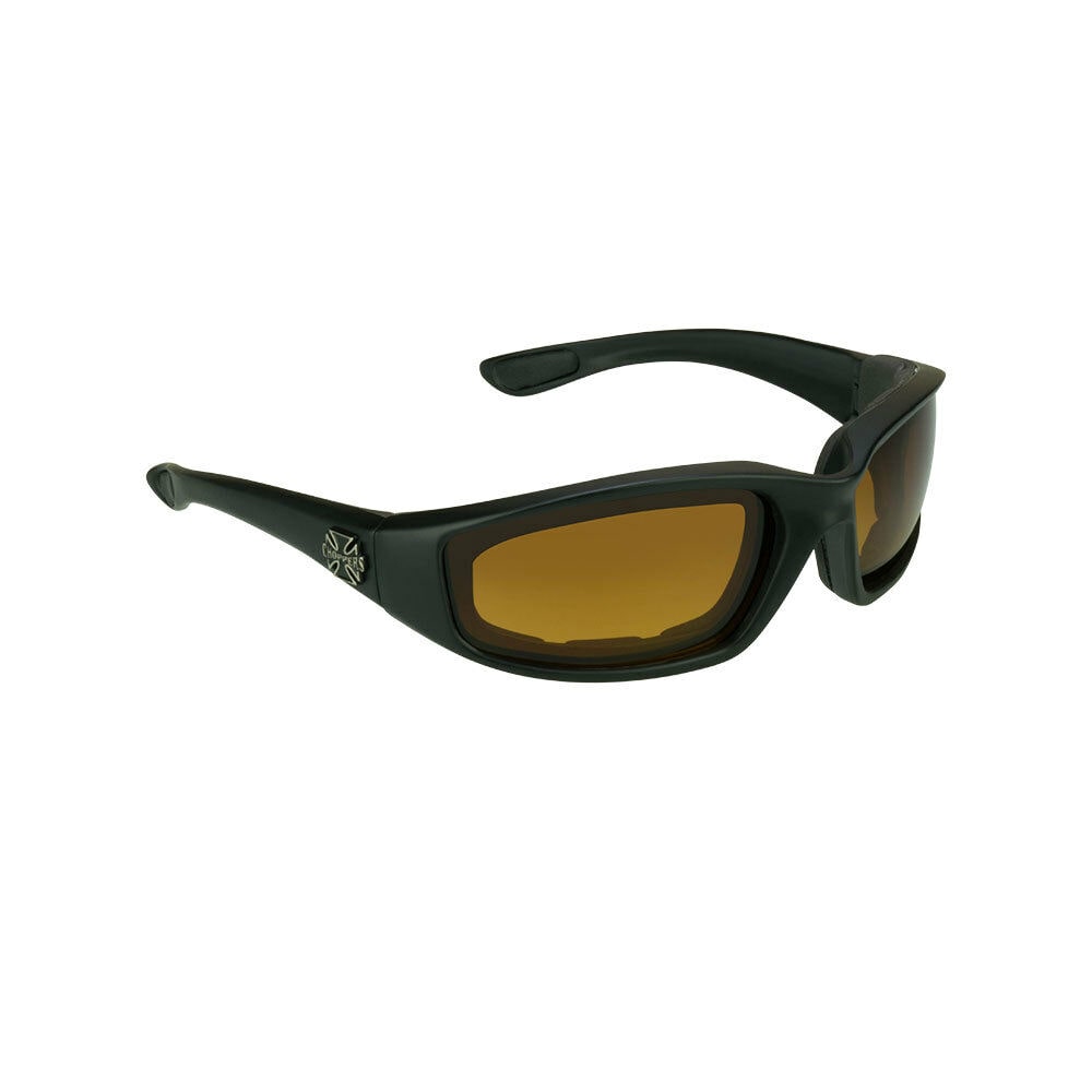 

COMBO Chopper Sunglasses Motorcycle Foam Padded Goggles Clear Yellow Glasses