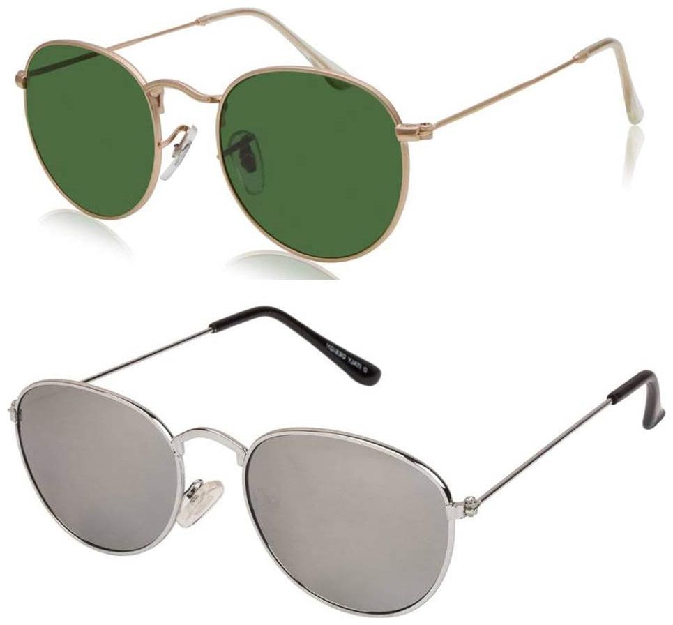 

D Debonair Round Sunglasses ( Green Silver)
