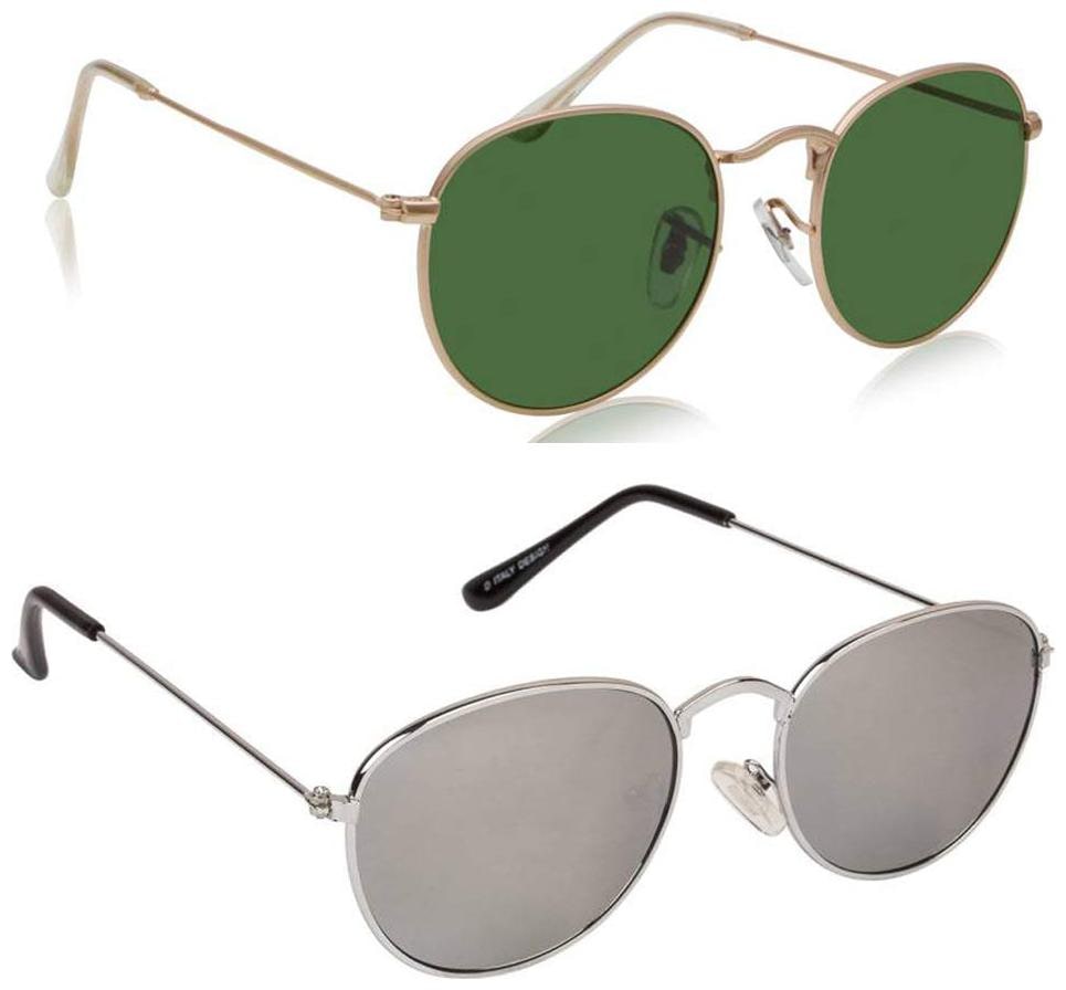 

D DEBONAIR Round Unisex Sunglasses Pack of 2