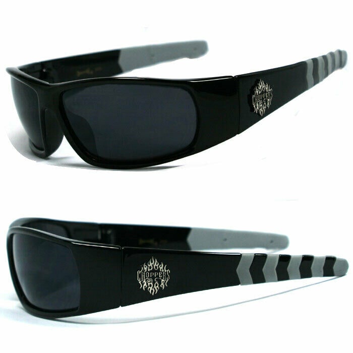 

Discounted Choppers Biker Men Sunglasses - Silver Frame Black Lens C45