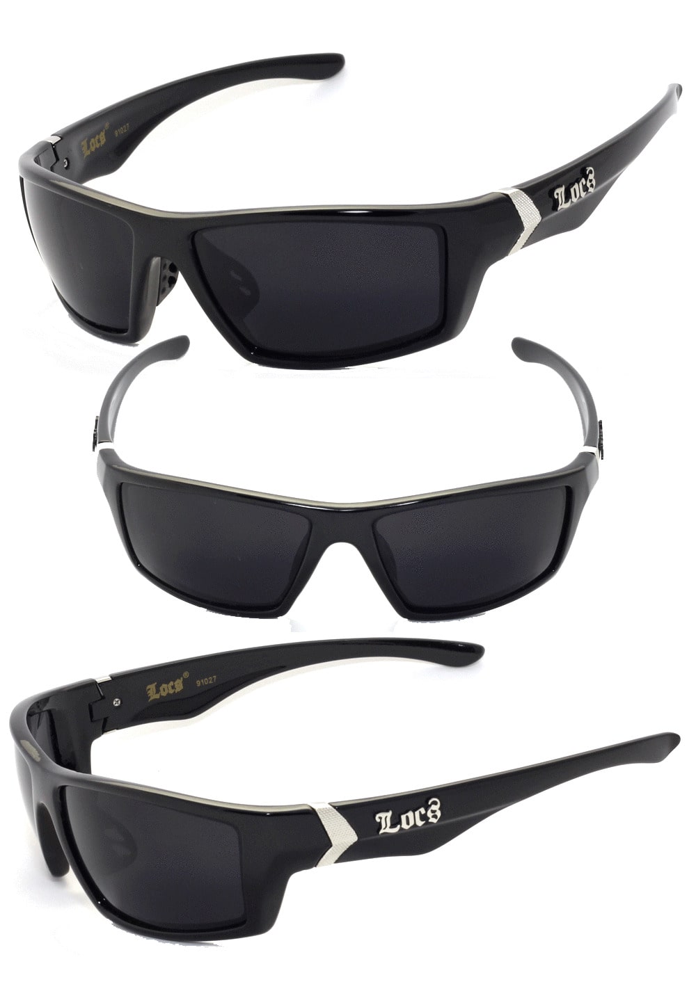 

Discounted Locs Mens Cholo Biker Sunglasses - Shiny Black Frame Black Lens LC79