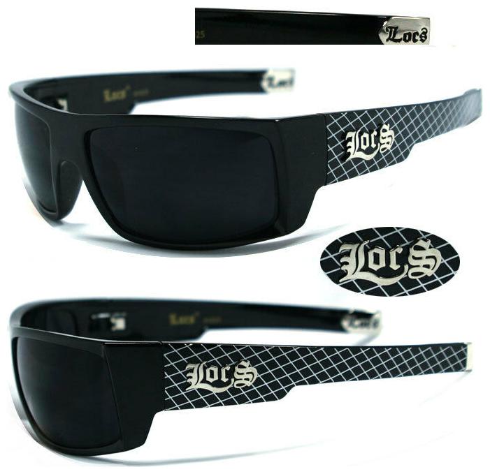 

Discounted Locs Mens Cholo Biker Sunglasses - Shiny Black (Net) LC77