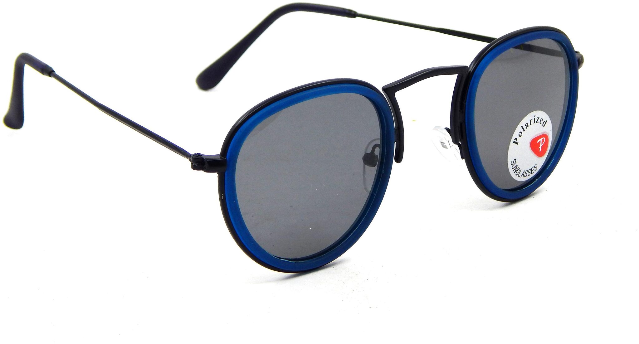 

ELS Unisex Polarised Sunglasses Round Shape Polarized Shades-7615-BL-BL-S