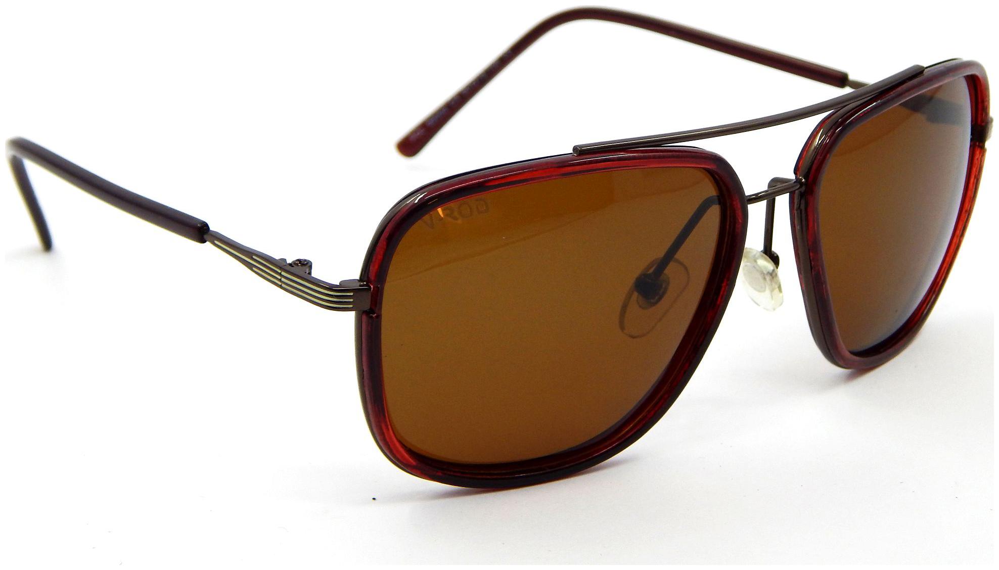 

ELS VROD Unisex Polarised Sunglasses Rectangular Polarized Shades-89002-BRN-BRN