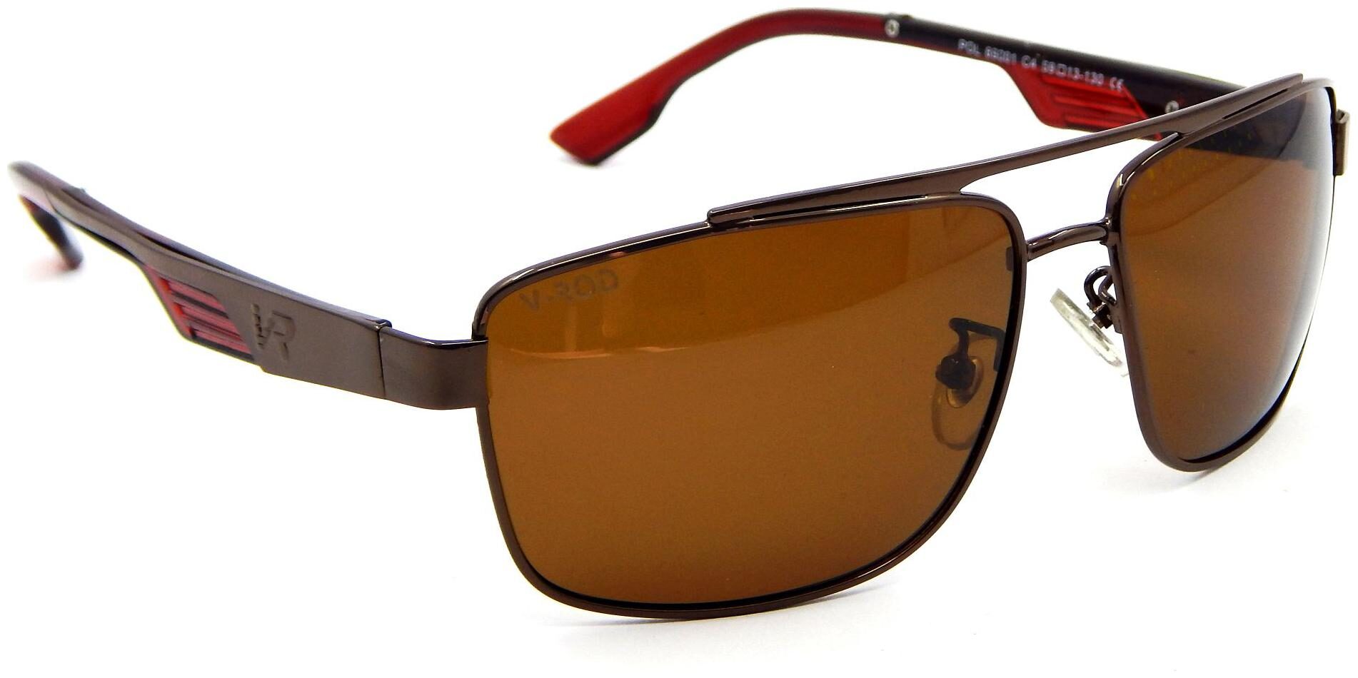 

ELS VROD Unisex Polarised Sunglasses Rectangular Polarized Shades-89001-BRN-BRN