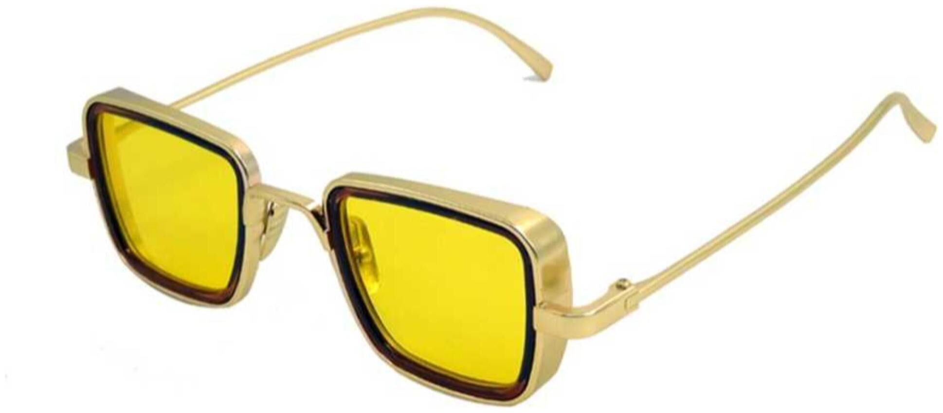 

ETRG Retro Square Yellow Mirrored Metal Body Sunglass