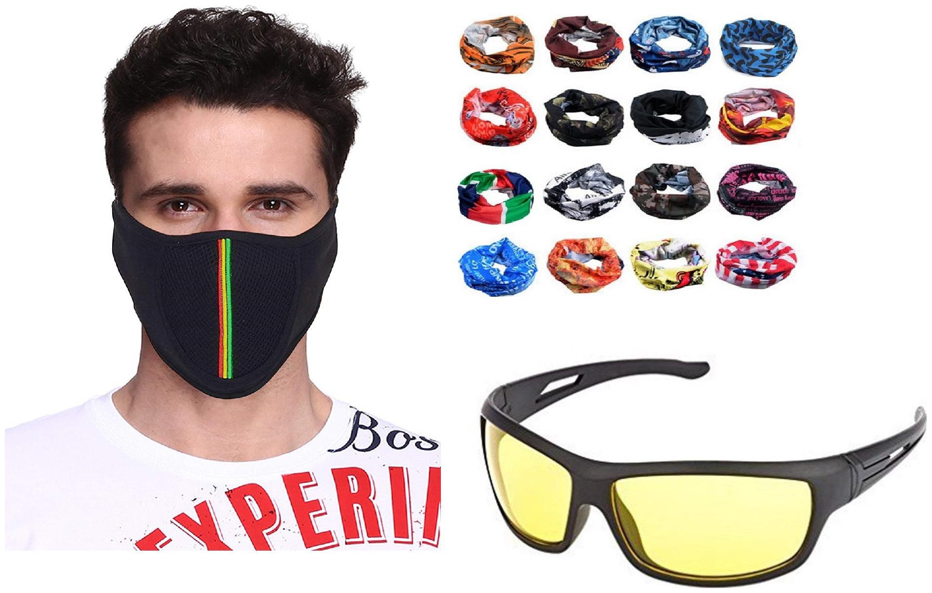 

Fashno Face mask Yellow Night Drive Bandana(Assorted) Pack of 3