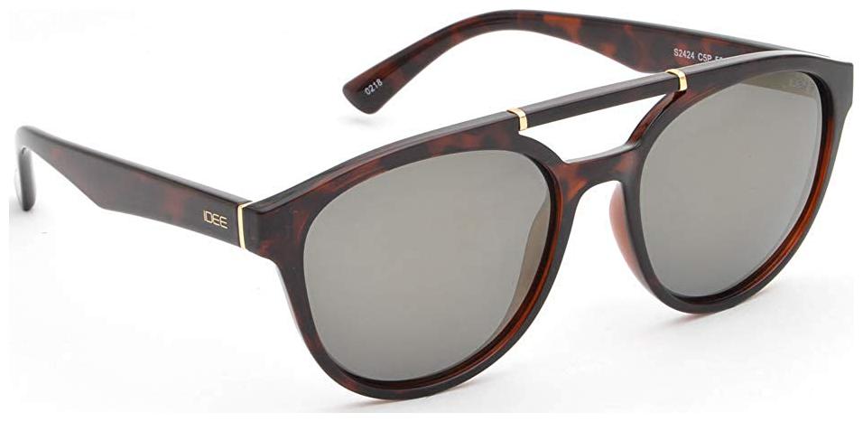 

IDEE Mirrored Round Men s Sunglasses - (IDS2424C5PSG 55 Gold Mirror-Smoke Color Lens)