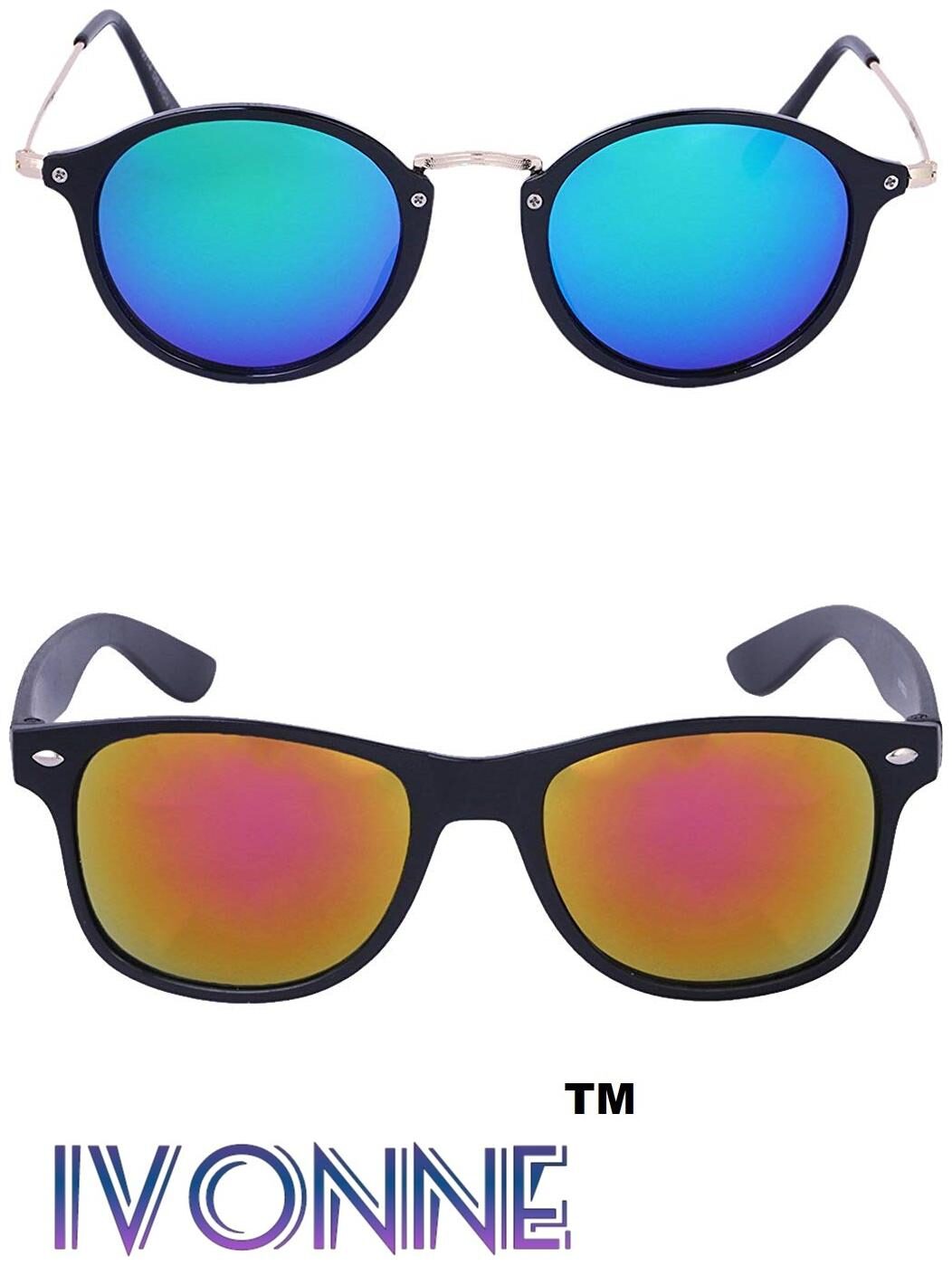 

Ivonne Multicolor UV Protected Unisex sunglasses Pack of 2
