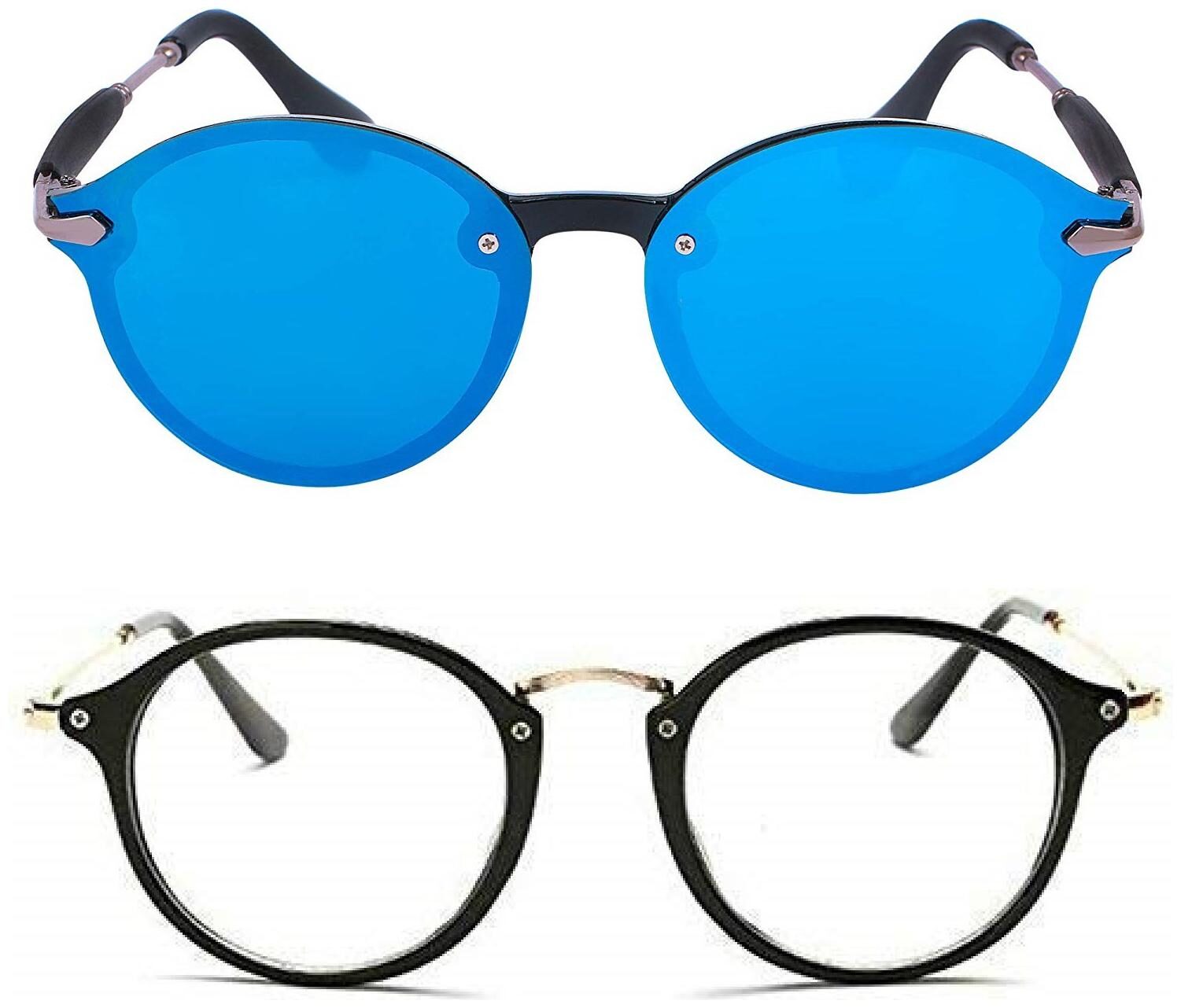 

Ivonne Pack Of 2 UV Protected Round Sunglasses For Men and Women