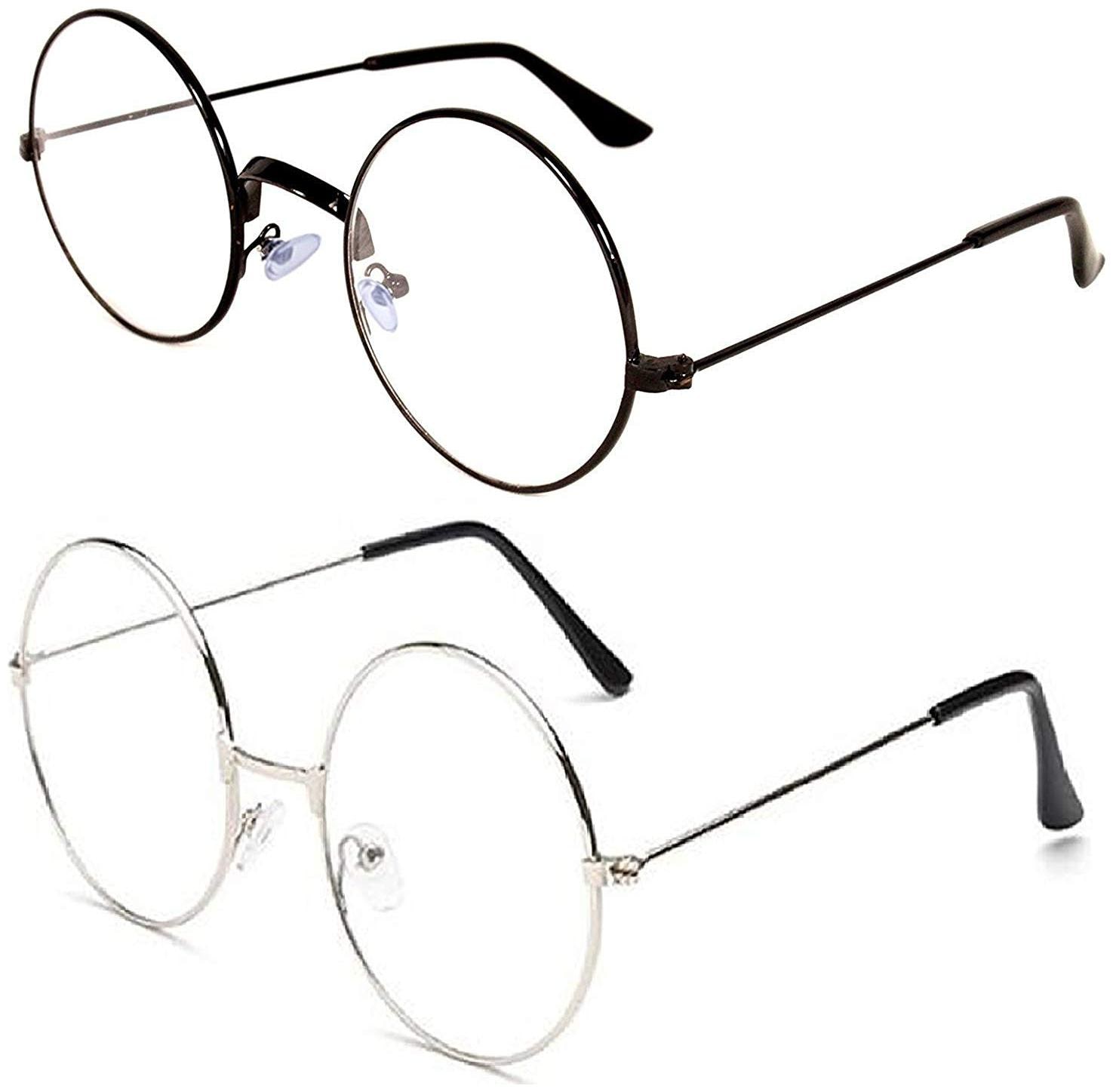 

Ivonne Round Fully Metal ComboTransparent spectacle frame sunglasses for mens and womens black and silver