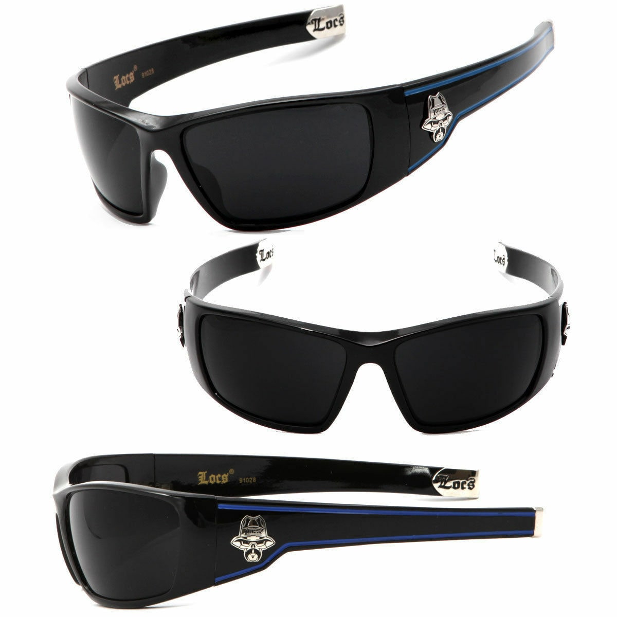 

Locs Authentic Sunglasses Motorcycle OG Style Black LC80 (Blue)