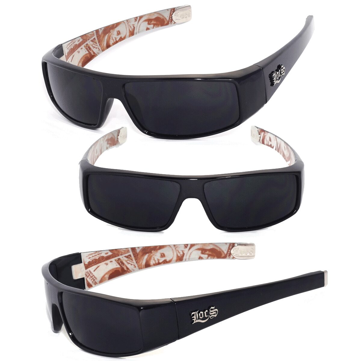 

Locs Gangster Sunglasses Free Pouch - Black Frame Smoke Lens (USD) - LC26
