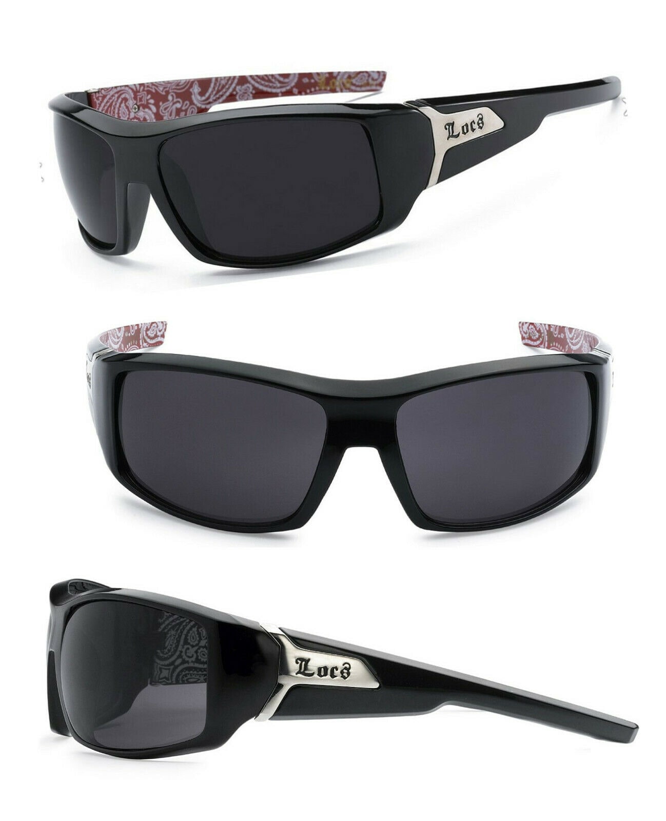 

Locs Men Hardcore Gangsta Motorcycle Biker Sports Sunglasses - Red LC76