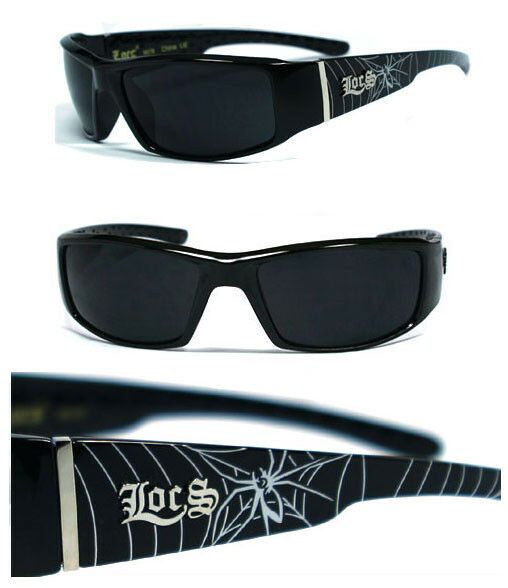 

Locs Mens Biker Sunglasses - Shiny Black Spider LC57