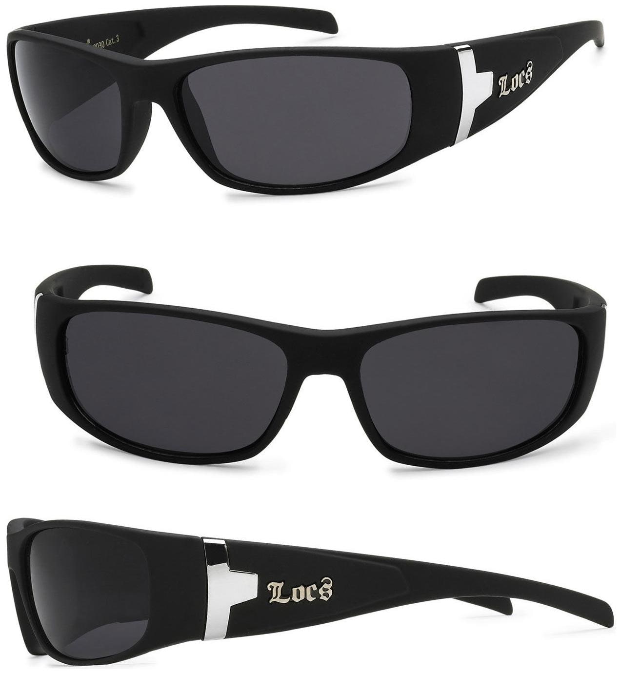 

Locs Mens Cholo Biker Gangsta OG Style Sunglasses - Matte Black Frame - LC22