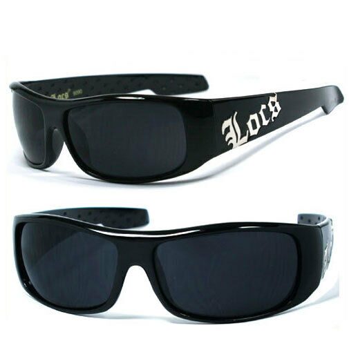 

LOCS Mens Cholo OC Style Motorcycle Biker Shades Sunglasses - Shiny Black LC61