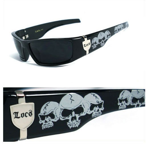 

Locs Mens Cholo Biker Sunglasses - Black (Skull) LC55